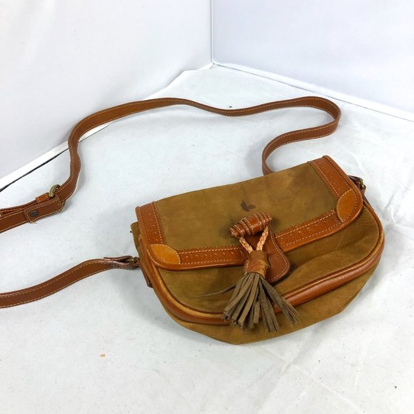 BALLY Vintage Brown Leather Crossbody Messenger Bag Rustic Fringe Made in Italy - Picture 1 of 7